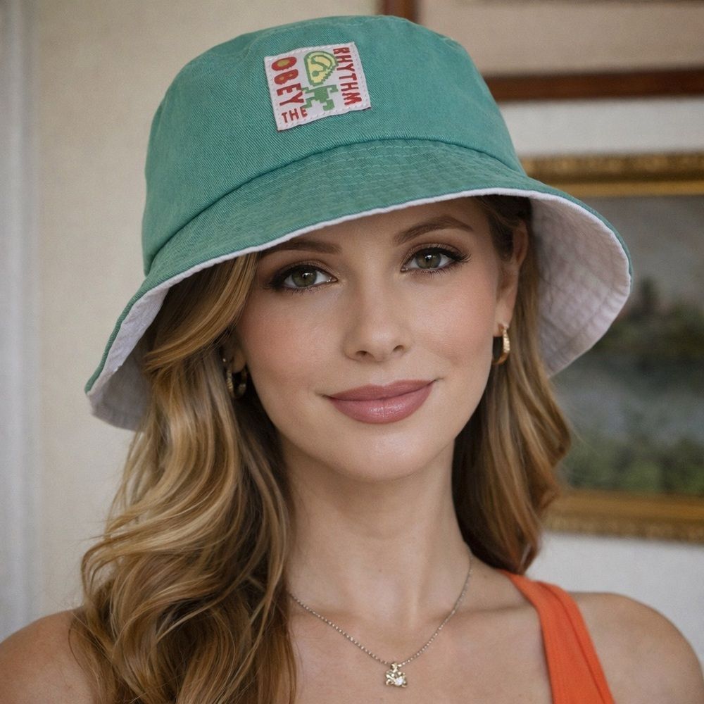 OBEY Rhythm Flat Top Bucket Hat Mint & White Unisex